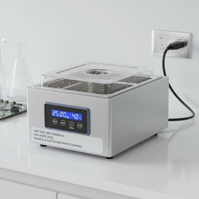Dimensioni unità 280x180x200mm Pulitore a ultrasuoni da banco Apparecchiatura a basso livello di rumore per la pulizia di parti mediche ed elettroniche