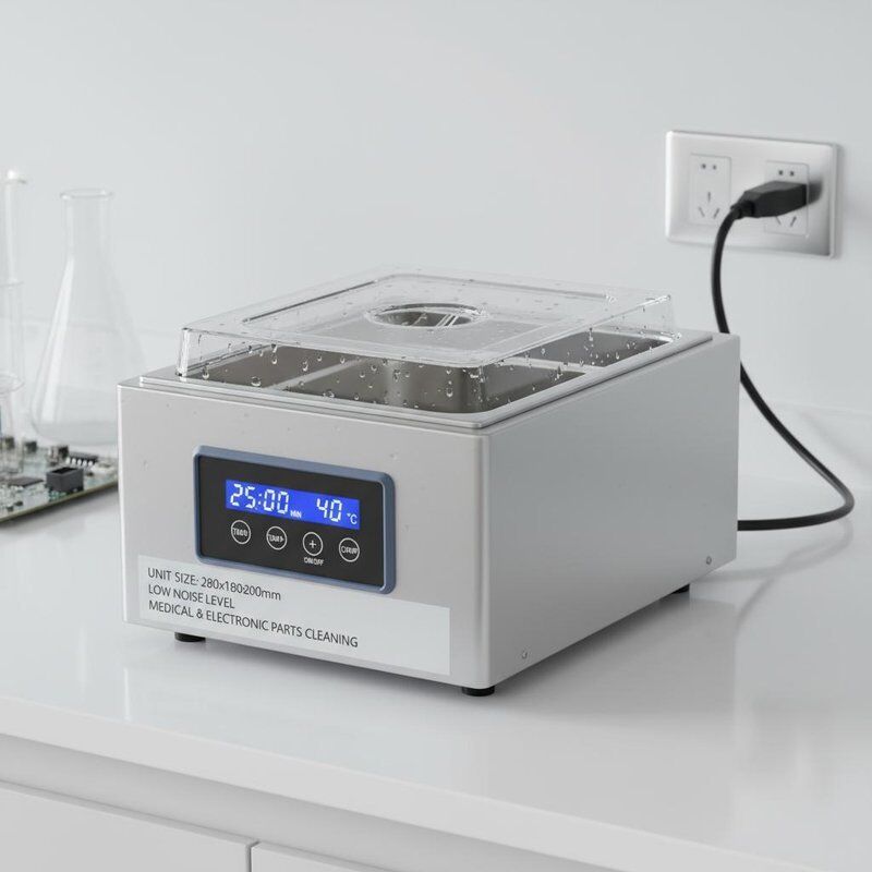 Dimensioni unità 280x180x200mm Pulitore a ultrasuoni da banco Apparecchiatura a basso livello di rumore per la pulizia di parti mediche ed elettroniche
